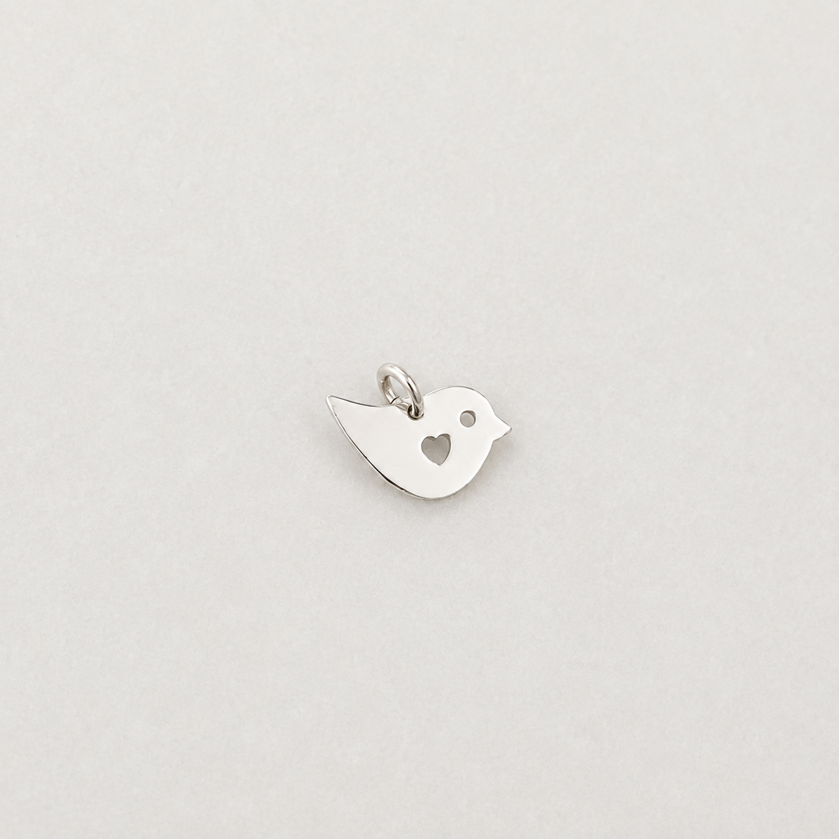 Bird with Cut Out Heart Charm - Sterling Silver