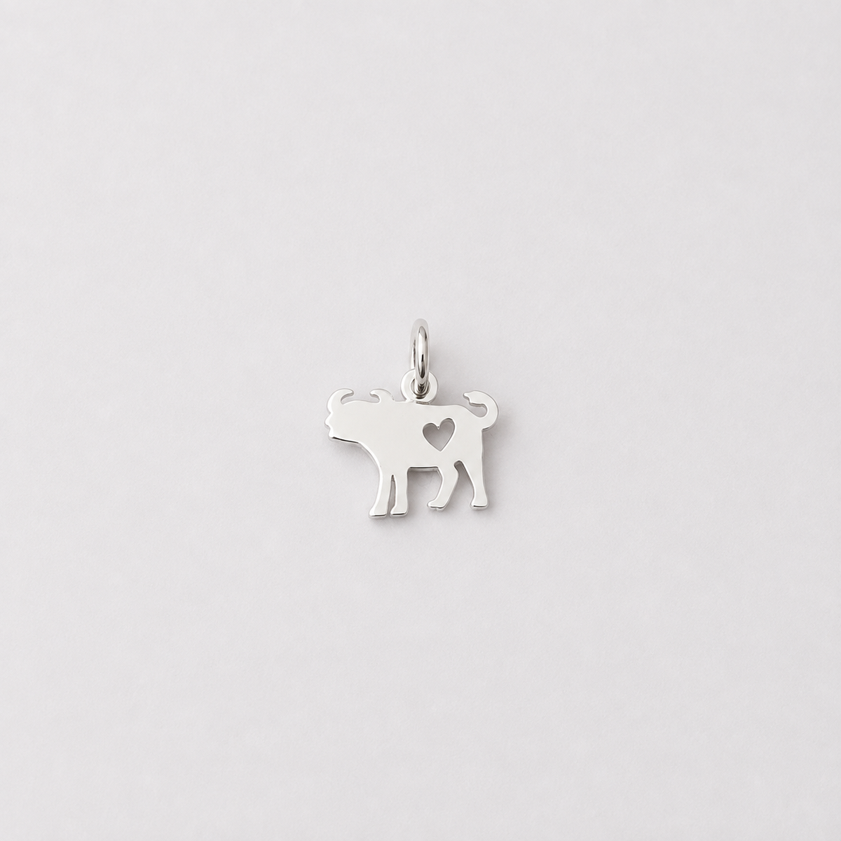 Buffalo Charm with Cut Out Heart - Sterling Silver
