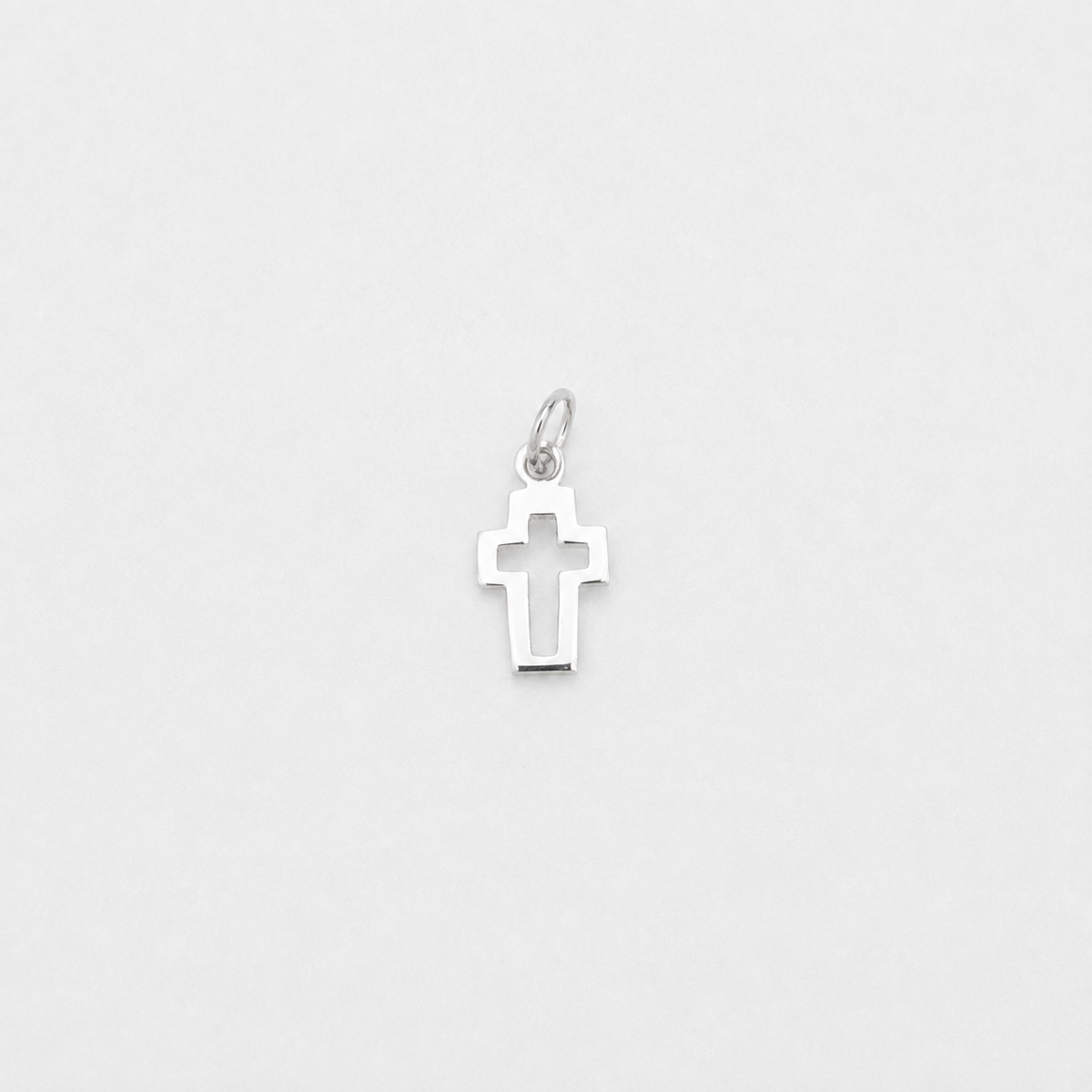 Cross Outline Charm - Sterling Silver