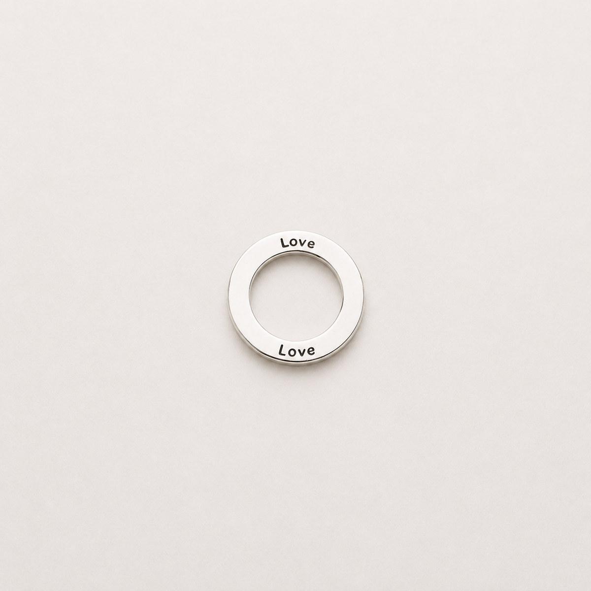 “Love” Circle Charm - Sterling Silver