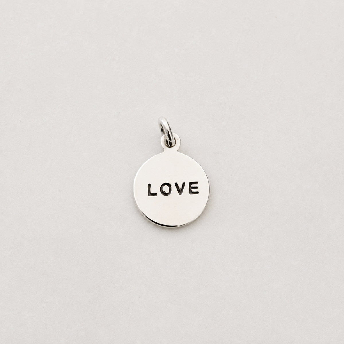 “Love” Disc Charm - Sterling Silver