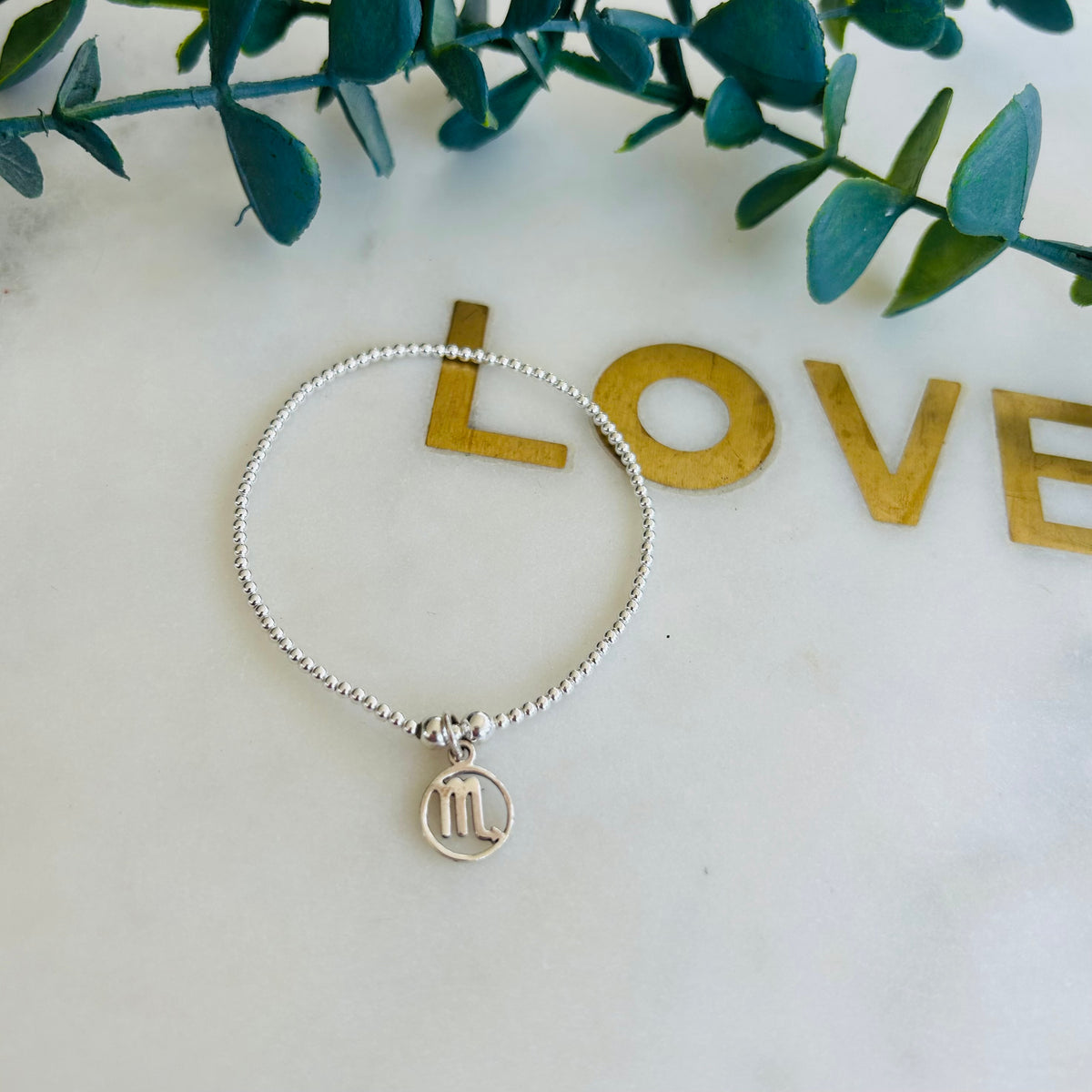 2mm & Scorpio Symbol Bracelet - Sterling Silver