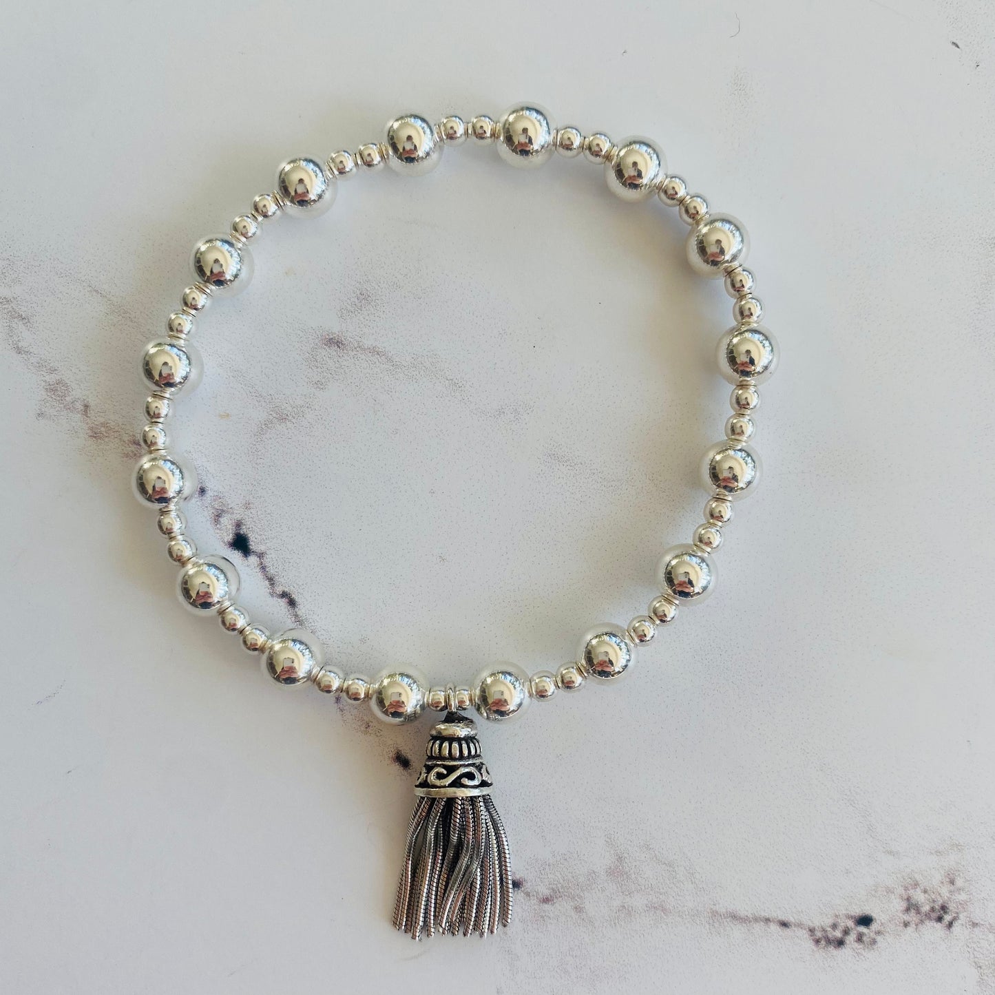 6mm + 3mm with Chunky Tassel Bracelet - Sterling Silver