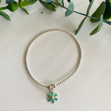 Load image into Gallery viewer, 2mm Sterling Silver & Coloured Dainty Flower Bracelet