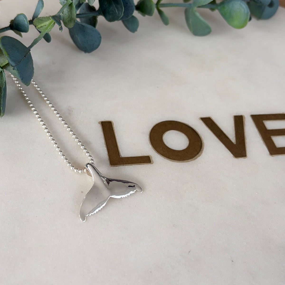 Whale Tale Pendant - Sterling Silver