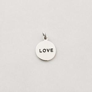 “Love” Disc Charm - Sterling Silver