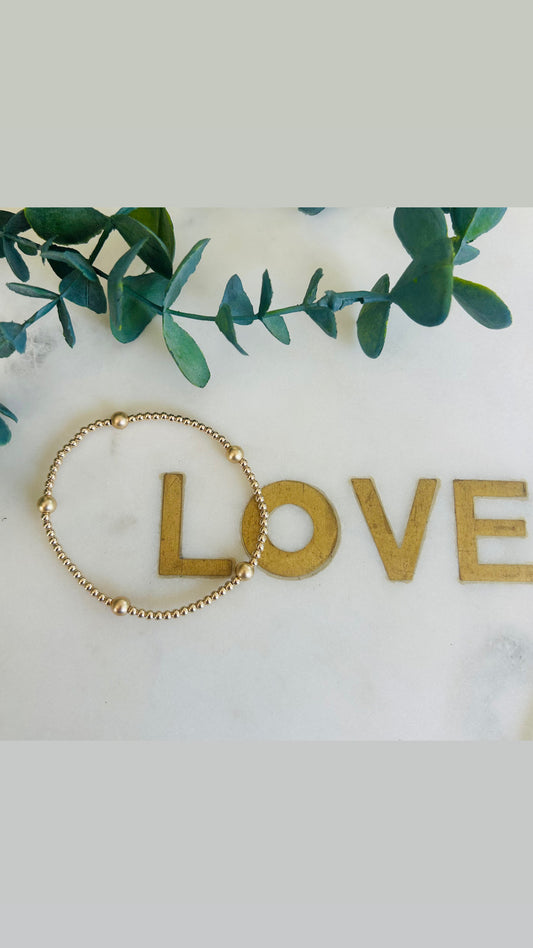 14ct 2.5mm & 5mm Sand Blasted Combination Bracelet - Gold Filled