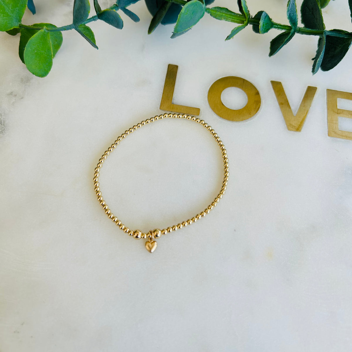 14ct 2.5mm Heart Bracelet - Gold Filled