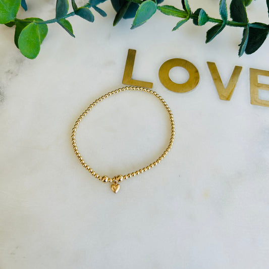 14ct 2.5mm Heart Bracelet - Gold Filled