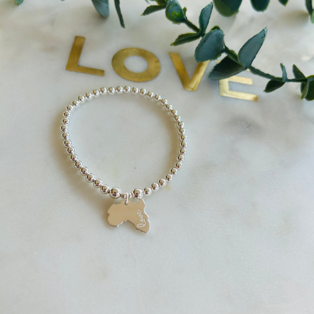 4mm Sterling Silver Africa Love Bracelet