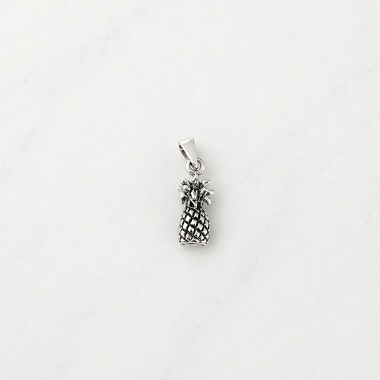 3D Pineapple Charm - Sterling Silver