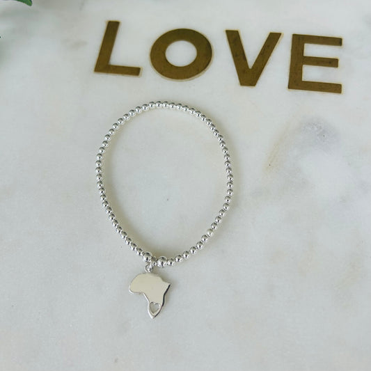 3mm Africa Cut Out Heart Bracelet - Sterling Silver