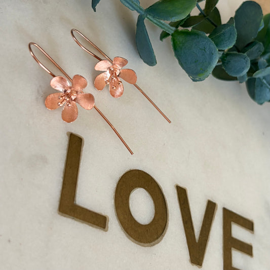 Orchid Threader Drop Earrings - Rose Gold