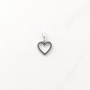 Detailed Cut Out Heart Charm - Sterling Silver