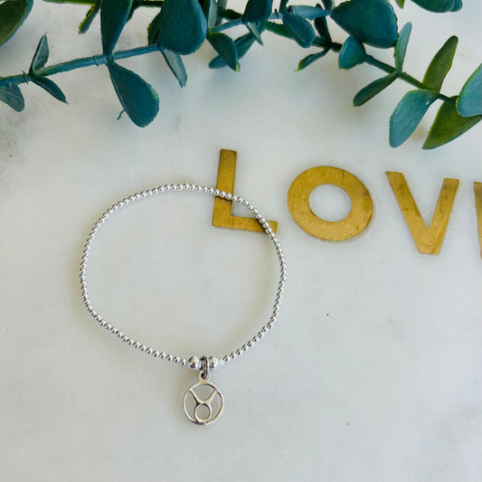 2mm & Taurus Symbol Bracelet - Sterling Silver
