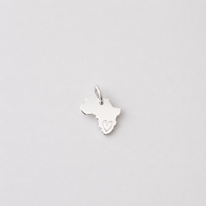 Africa with Engraved Heart Charm - Sterling Silver