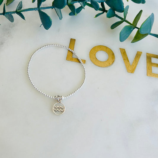 & Aquarius Symbol Bracelet - Sterling Silver
