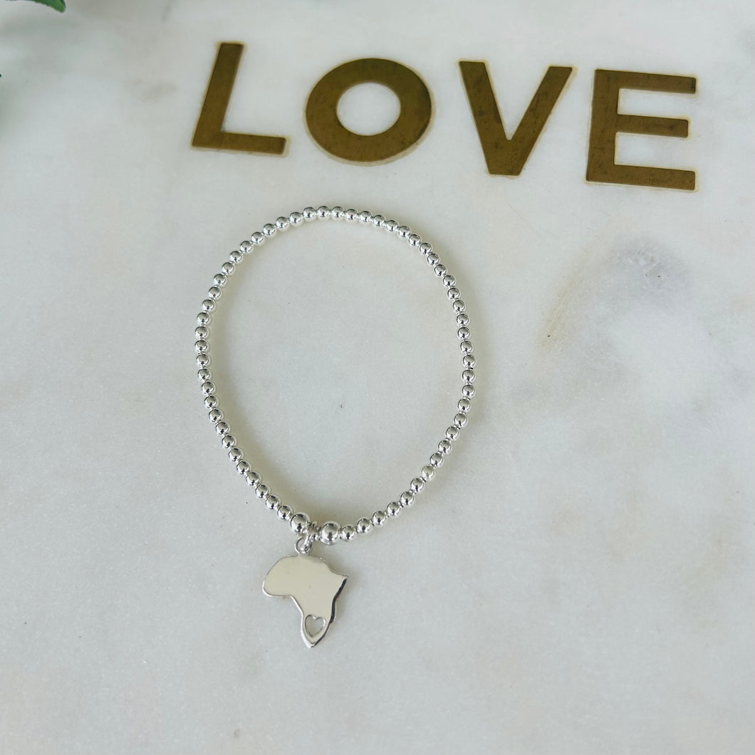 3mm Sterling Silver Africa Cut Out Heart Bracelet