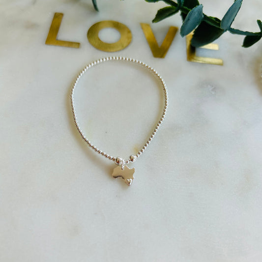 2mm Embossed Heart Africa Bracelet - Sterling Silver