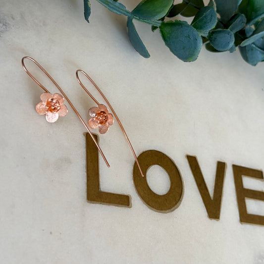 Small Orchid Threader Drop Earrings - Rose Gold