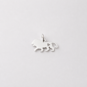 Lion Charm with Cut Out Heart - Sterling Silver