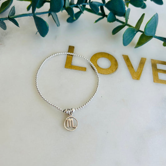 2mm & Scorpio Symbol Bracelet - Sterling Silver