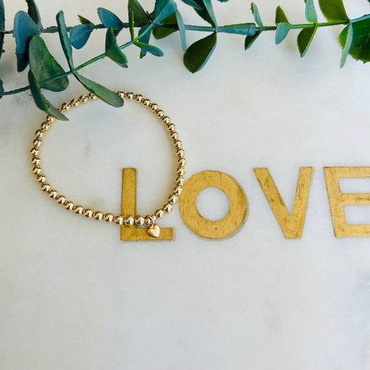 14ct 4mm Bracelet with a Little Heart - Gold Filled