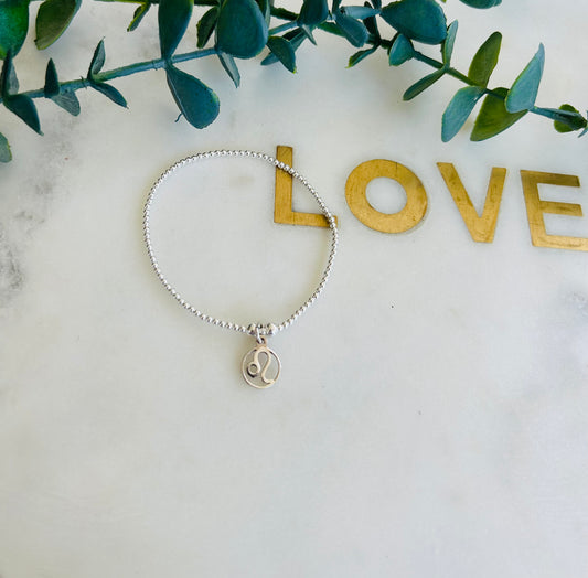 2mm & Leo Symbol Bracelet - Sterling Silver
