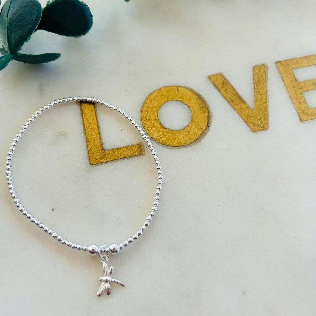 2mm Sterling Silver Dainty Dragonfly Bracelet
