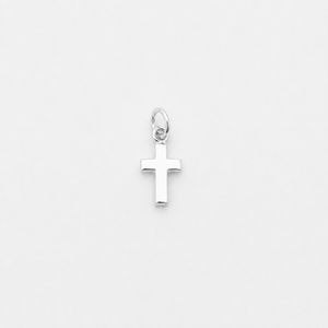 Puff Cross Charm - Sterling Silver