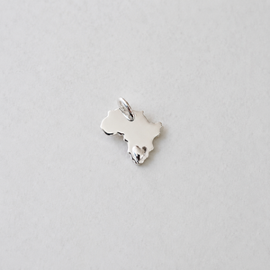 Africa with Embossed Heart Charm - Sterling Silver