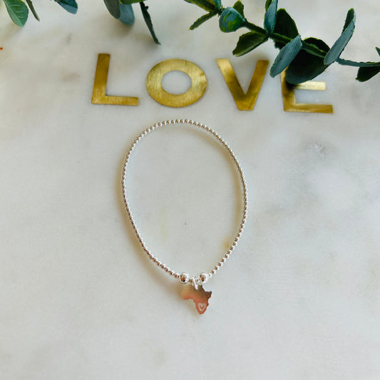 2mm Engraved Heart Africa Bracelet - Sterling Silver