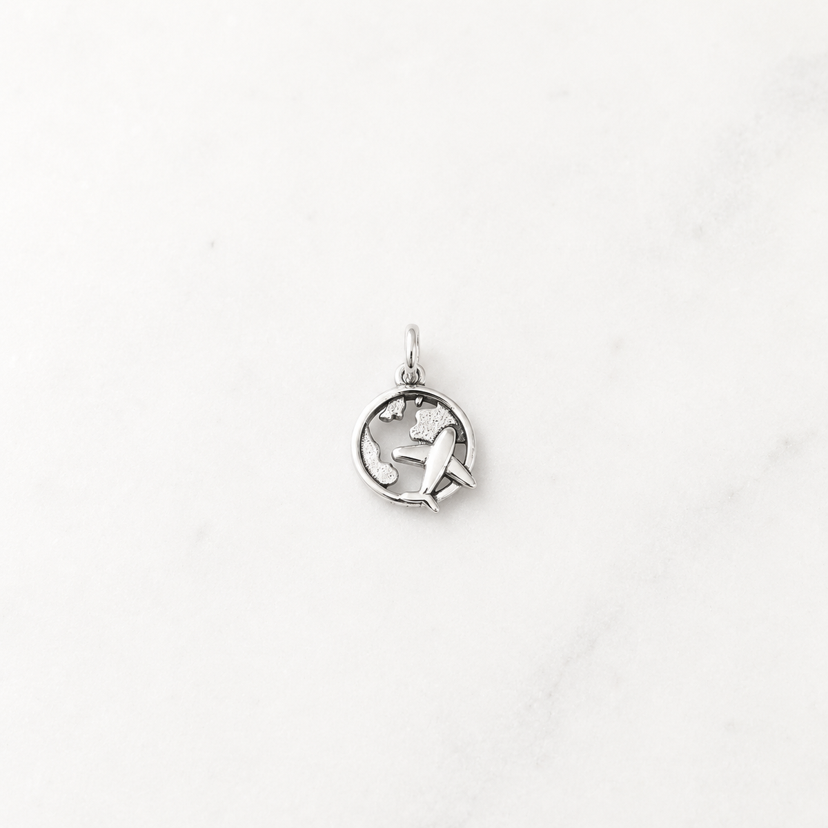 Aeroplane Flying Over the Continent Charm - Sterling Silver