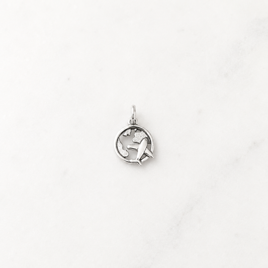 Aeroplane Flying Over the Continent Charm - Sterling Silver