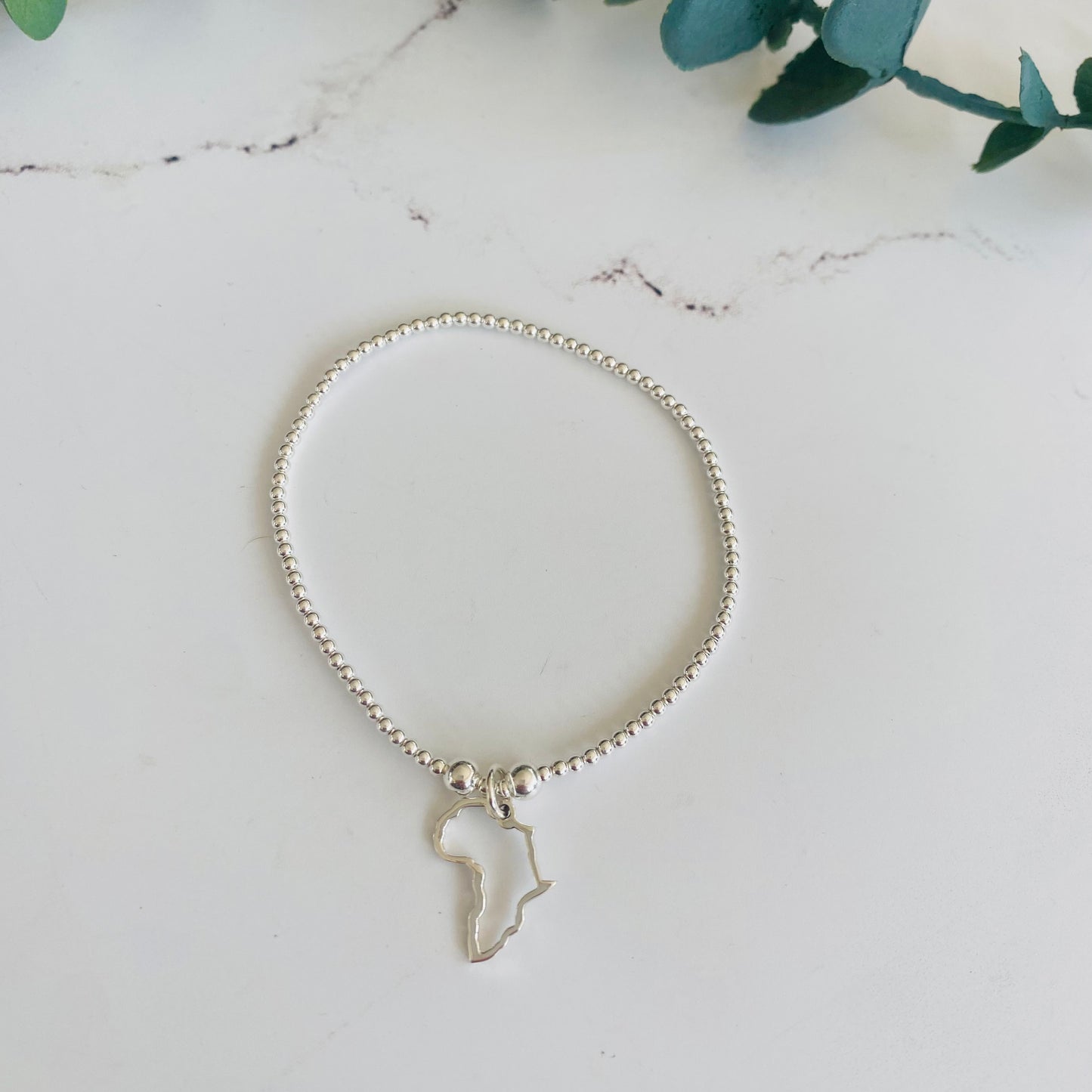2mm Africa Outline Bracelet - Sterling Silver