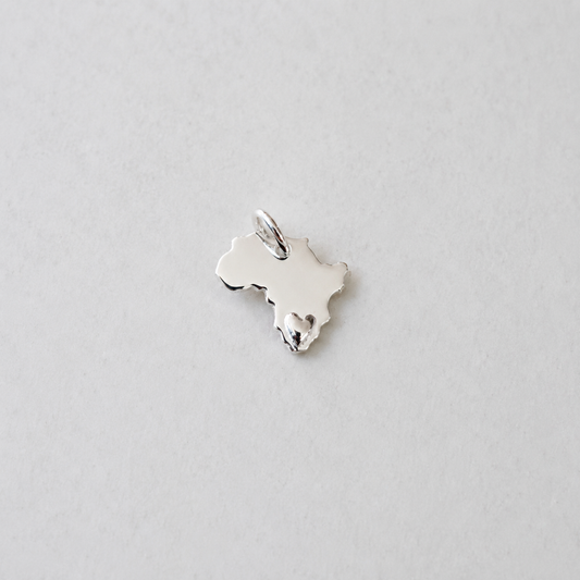 Africa with Embossed Heart Charm - Sterling Silver