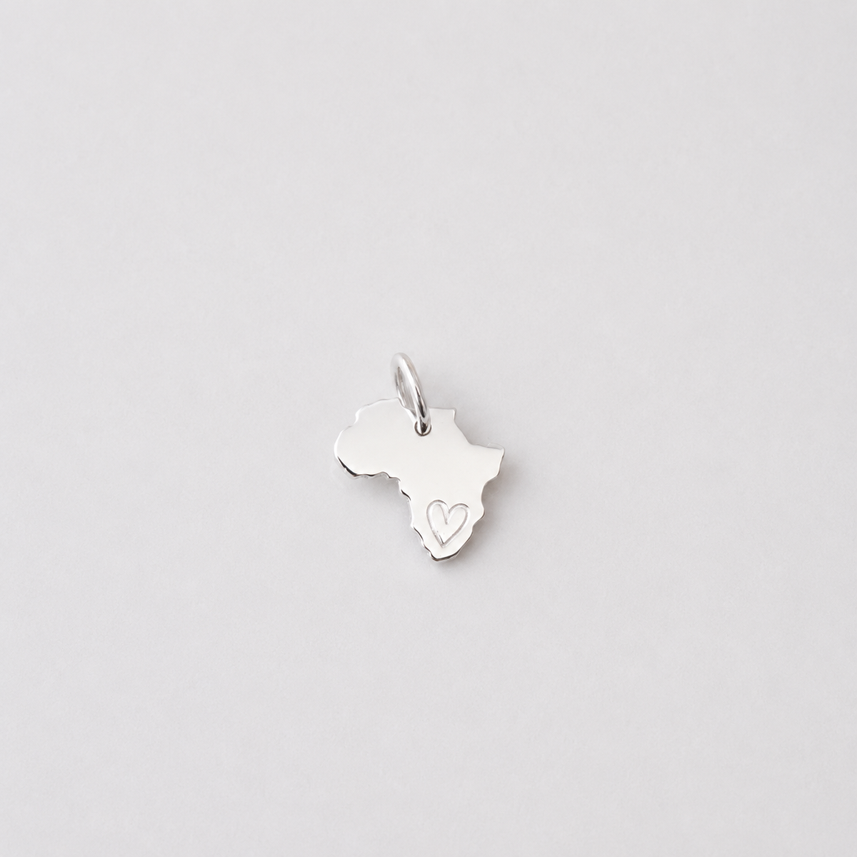 Africa with Engraved Heart Charm - Sterling Silver