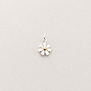 & Yellow Detail Daisy Charm - Sterling Silver
