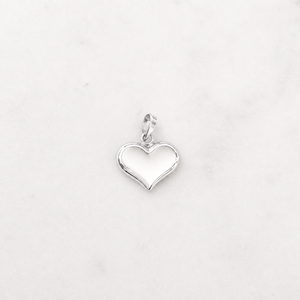 Medium Puff Heart Charm - Sterling Silver