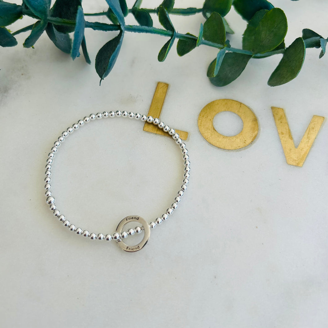 3mm Sterling Silver & Friend Circle Bracelet