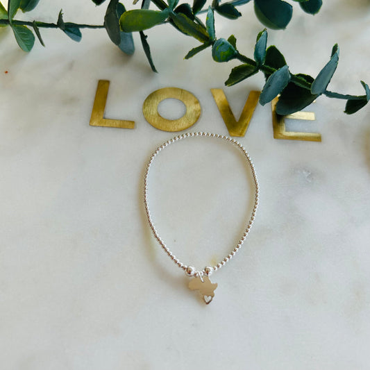 2mm Cut Out Heart Africa Bracelet - Sterling Silver