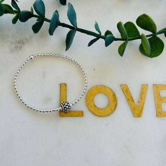 3mm Bead Bracelet with Moving Bead - Sterling Silver