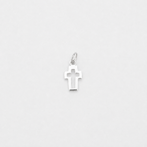 Cross Outline Charm - Sterling Silver