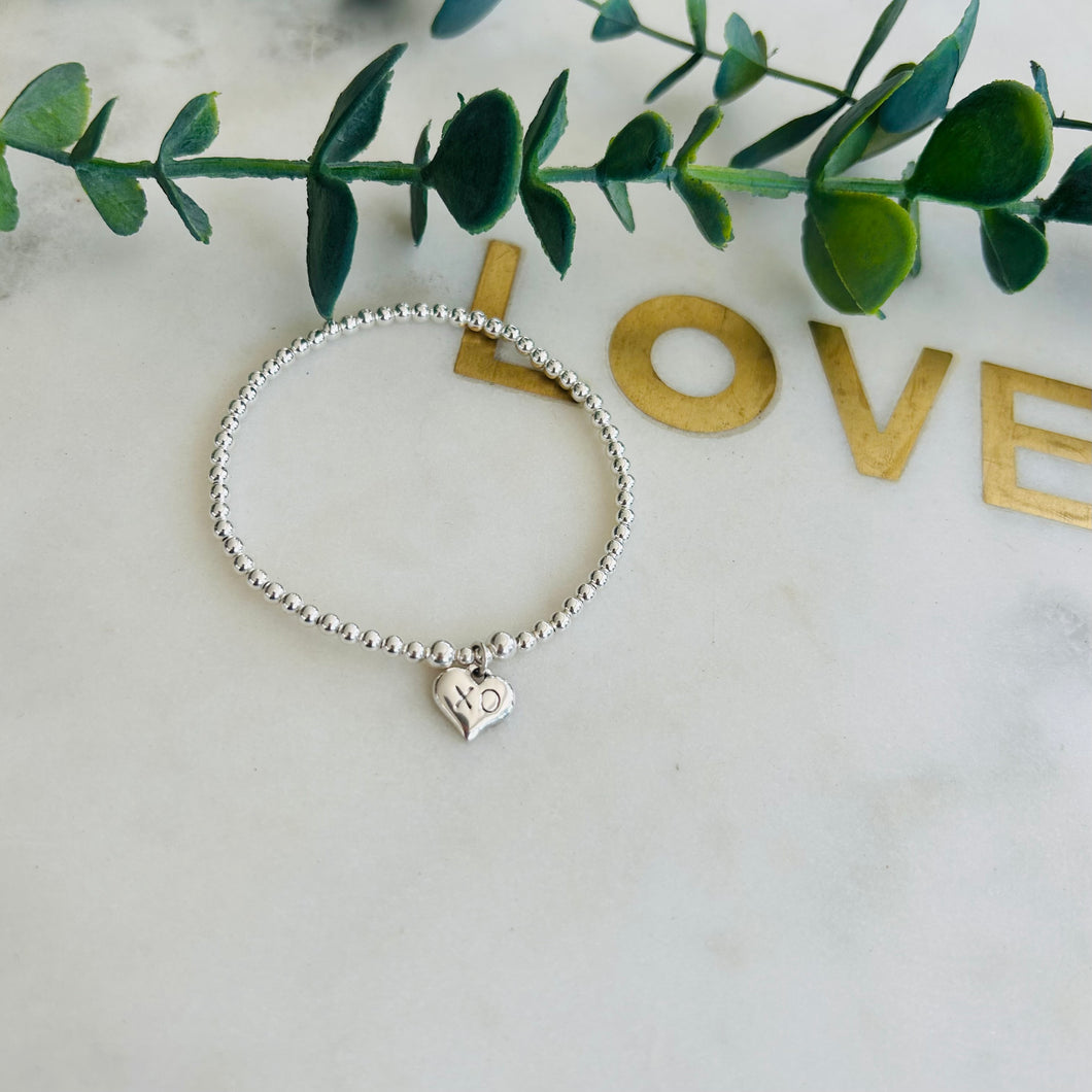 3mm Sterling Silver XO Heart Bracelet