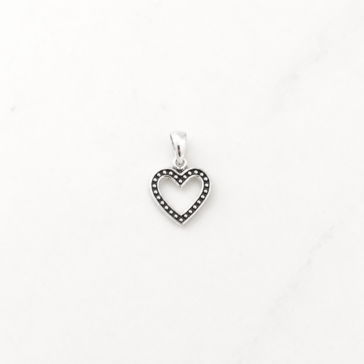 Detailed Cut Out Heart Charm - Sterling Silver