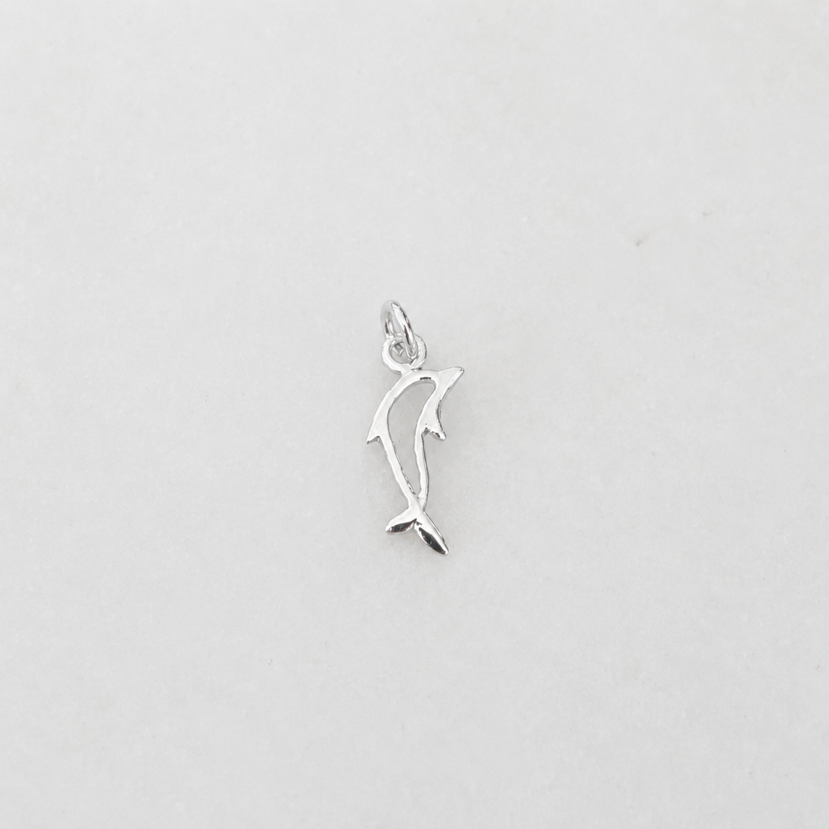 Dolphin Outline Charm - Sterling Silver