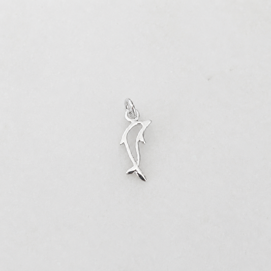 Dolphin Outline Charm - Sterling Silver