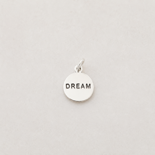 “Dream” Disc Charm - Sterling Silver