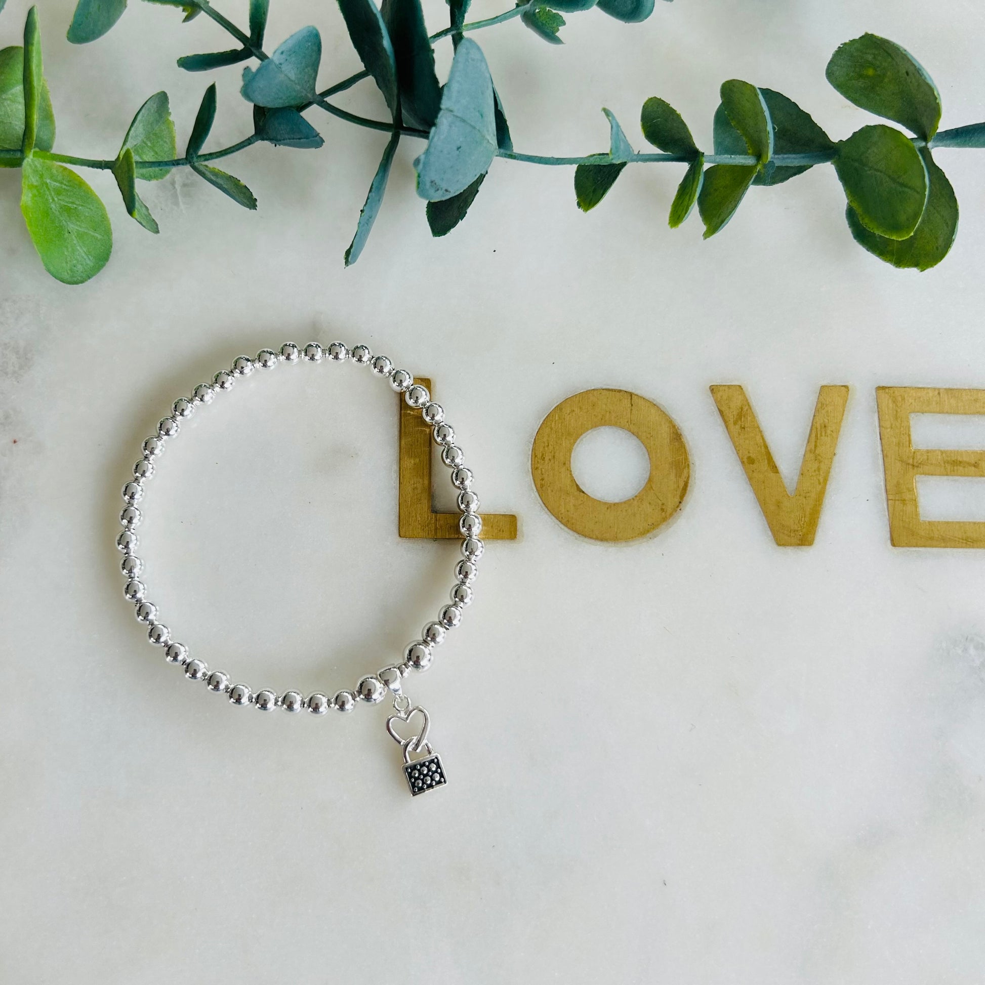 4mm Heart Lock Bracelet - Sterling Silver
