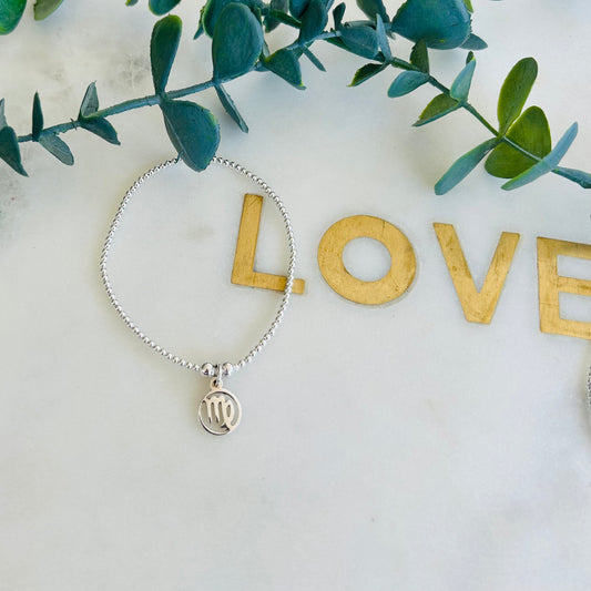 2mm & Virgo Symbol Bracelet - Sterling Silver